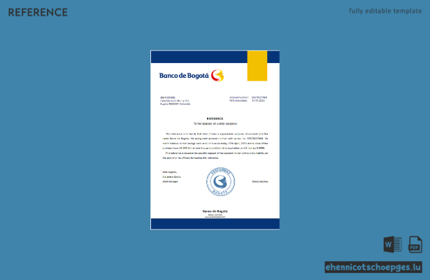 Referenzbeispielvorschau der Colombia Banco de Bogota